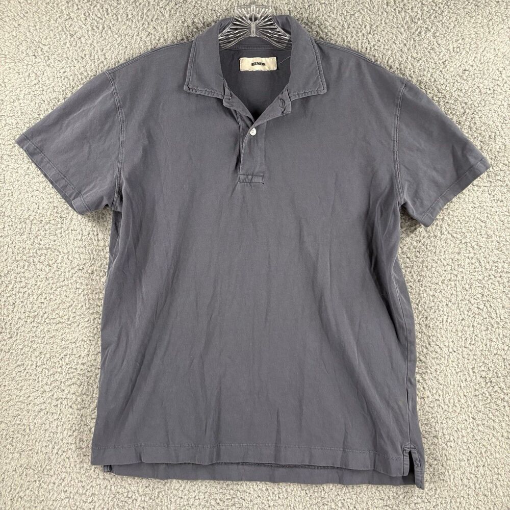 Buck Mason Polo Shirt Size Medium M 100% Cotton Blue Casual Short Sleeve